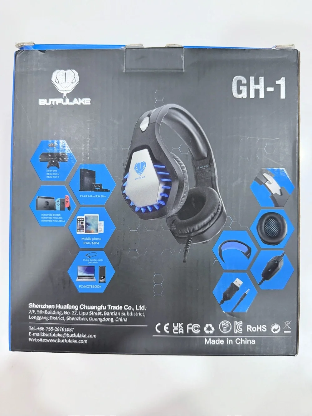 BUTFULAKE GH-1 Gaming Headset in Black and Blue